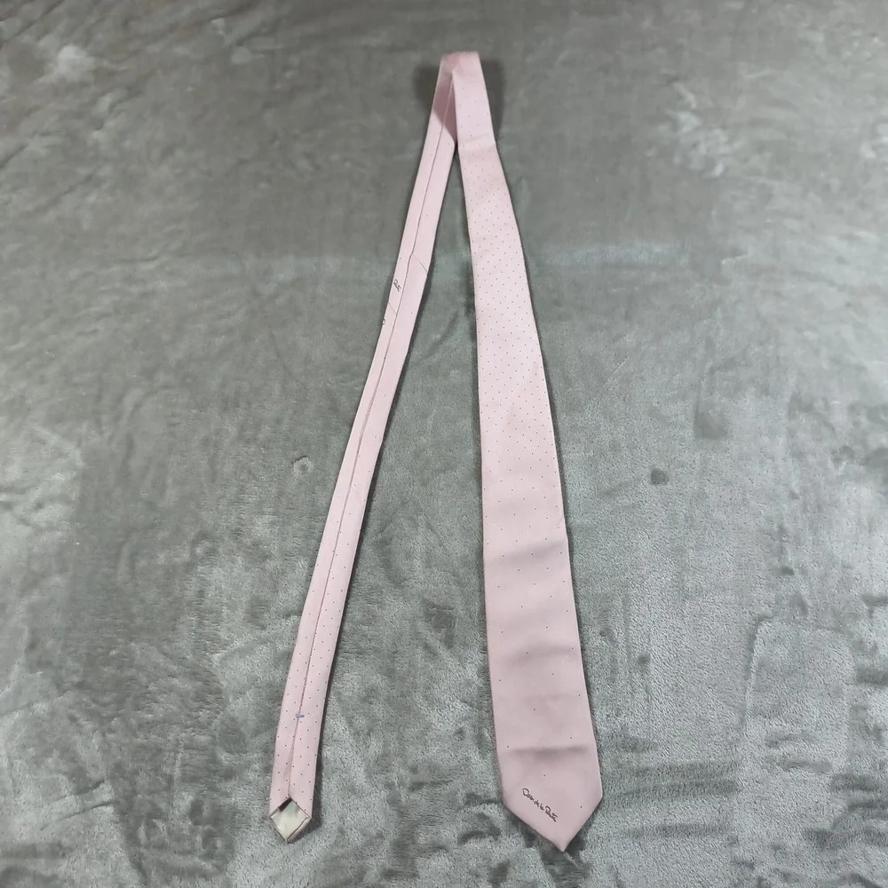 Vintage Oscar de la Renta Tie Mens 56x2.75 Pink Abstract Polka Dot Luxury